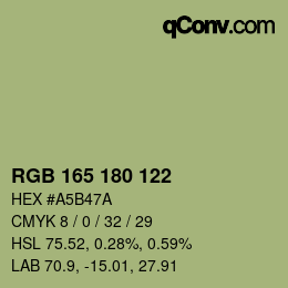 颜色代码: RGB 165 180 122 | qconv.com