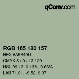 Color code: RGB 165 180 157 | qconv.com