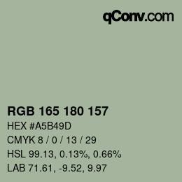 颜色代码: RGB 165 180 157 | qconv.com