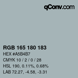 颜色代码: RGB 165 180 183 | qconv.com