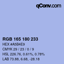 颜色代码: RGB 165 180 233 | qconv.com