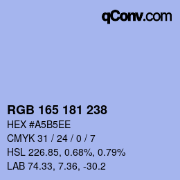 Color code: RGB 165 181 238 | qconv.com