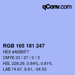 カラーコード: RGB 165 181 247 | qconv.com