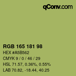 Color code: RGB 165 181 98 | qconv.com