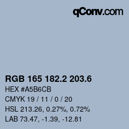 カラーコード: RGB 165 182.2 203.6 | qconv.com