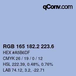 カラーコード: RGB 165 182.2 223.6 | qconv.com