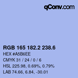 カラーコード: RGB 165 182.2 238.6 | qconv.com