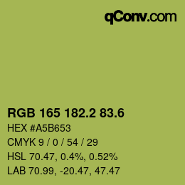カラーコード: RGB 165 182.2 83.6 | qconv.com