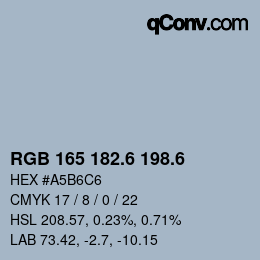 カラーコード: RGB 165 182.6 198.6 | qconv.com