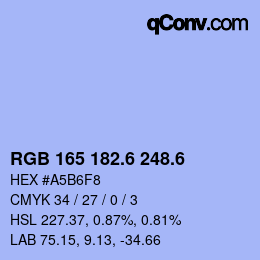 カラーコード: RGB 165 182.6 248.6 | qconv.com