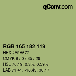 Código de color: RGB 165 182 119 | qconv.com