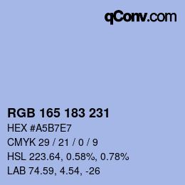 カラーコード: RGB 165 183 231 | qconv.com