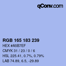 カラーコード: RGB 165 183 239 | qconv.com