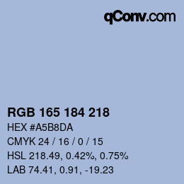 カラーコード: RGB 165 184 218 | qconv.com