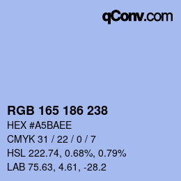 Color code: RGB 165 186 238 | qconv.com