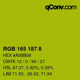 Color code: RGB 165 187 8 | qconv.com