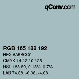Código de color: RGB 165 188 192 | qconv.com