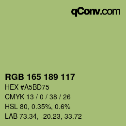 Color code: RGB 165 189 117 | qconv.com