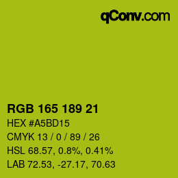 Color code: RGB 165 189 21 | qconv.com