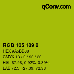 カラーコード: RGB 165 189 8 | qconv.com