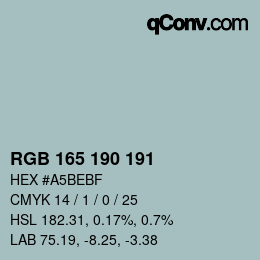 Farbcode: RGB 165 190 191 | qconv.com