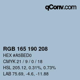 Color code: RGB 165 190 208 | qconv.com
