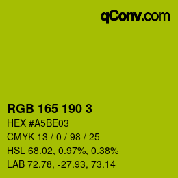 カラーコード: RGB 165 190 3 | qconv.com