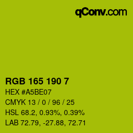 カラーコード: RGB 165 190 7 | qconv.com