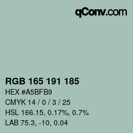 Farbcode: RGB 165 191 185 | qconv.com