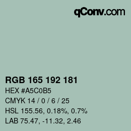 カラーコード: RGB 165 192 181 | qconv.com