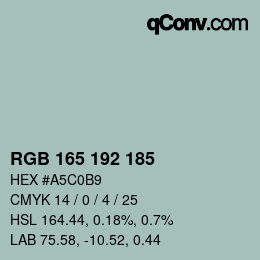 カラーコード: RGB 165 192 185 | qconv.com