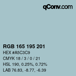 Color code: RGB 165 195 201 | qconv.com