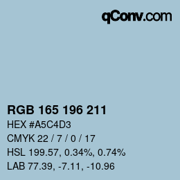 Color code: RGB 165 196 211 | qconv.com