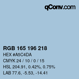 Farbcode: RGB 165 196 218 | qconv.com