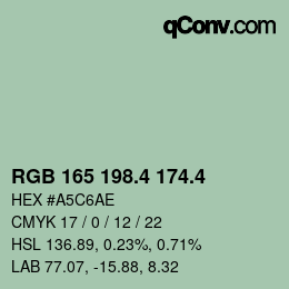 カラーコード: RGB 165 198.4 174.4 | qconv.com