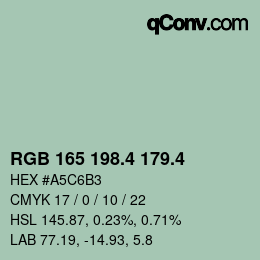 カラーコード: RGB 165 198.4 179.4 | qconv.com