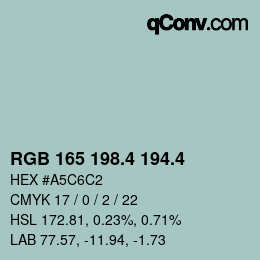 カラーコード: RGB 165 198.4 194.4 | qconv.com