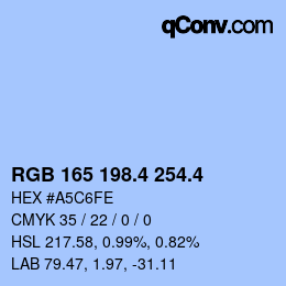 カラーコード: RGB 165 198.4 254.4 | qconv.com