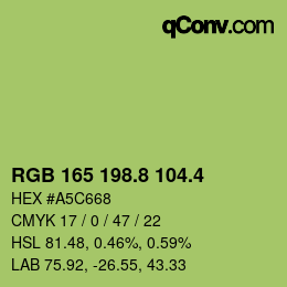 カラーコード: RGB 165 198.8 104.4 | qconv.com