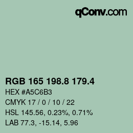 カラーコード: RGB 165 198.8 179.4 | qconv.com
