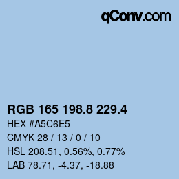 カラーコード: RGB 165 198.8 229.4 | qconv.com