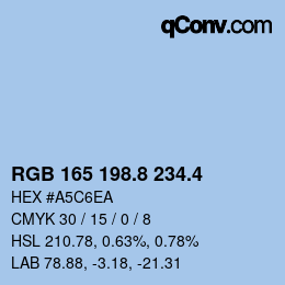 カラーコード: RGB 165 198.8 234.4 | qconv.com