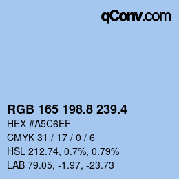 カラーコード: RGB 165 198.8 239.4 | qconv.com