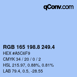 カラーコード: RGB 165 198.8 249.4 | qconv.com