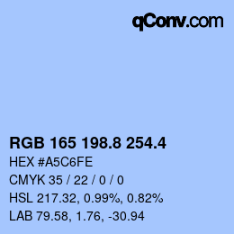 カラーコード: RGB 165 198.8 254.4 | qconv.com
