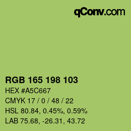 カラーコード: RGB 165 198 103 | qconv.com