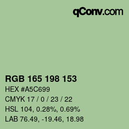 颜色代码: RGB 165 198 153 | qconv.com