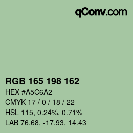 Color code: RGB 165 198 162 | qconv.com