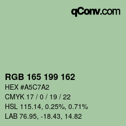 Color code: RGB 165 199 162 | qconv.com