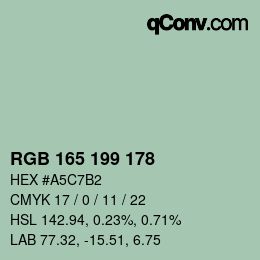 カラーコード: RGB 165 199 178 | qconv.com